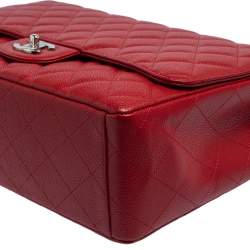مملوكة مسبقًا Chanel Red Quilted Caviar Leather Maxi Classic Single Flap Bag
