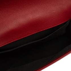 Pre Owned Chanel Red Quilted Patent Leather Medium Boy Flap Bag