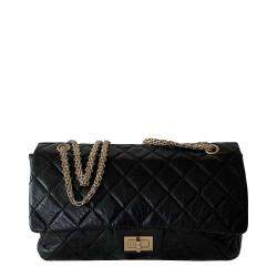 Chanel Black Calf Leather Anniversary 2.55 Reissue 227 Flap Bag Chanel