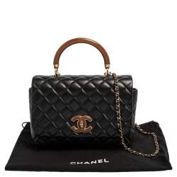 Pre Owned Chanel Black Quilted Leather Knock On Wood Top Handle Bag