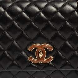 Pre Owned Chanel Black Quilted Leather Knock On Wood Top Handle Bag