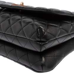 Pre Owned Chanel Black Quilted Leather Knock On Wood Top Handle Bag