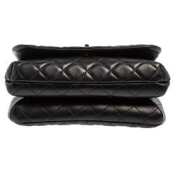 Pre Owned Chanel Black Quilted Leather Knock On Wood Top Handle Bag