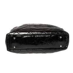 مملوكة مسبقًا حقيبة يد شانيل بورتوبيلو تويد وجلد ممزق لامع أسود