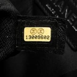 مملوكة مسبقًا حقيبة يد شانيل بورتوبيلو تويد وجلد ممزق لامع أسود