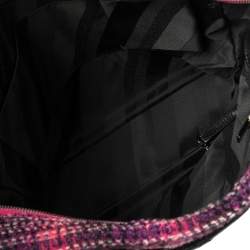 مملوكة مسبقًا حقيبة يد شانيل بورتوبيلو تويد وجلد ممزق لامع أسود