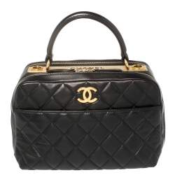 Pre Owned Chanel Black Quilted Leather Large Trendy CC Bowler Bag
