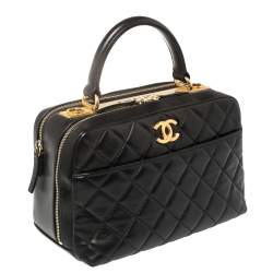 Pre Owned Chanel Black Quilted Leather Large Trendy CC Bowler Bag