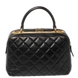 Pre Owned Chanel Black Quilted Leather Large Trendy CC Bowler Bag