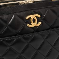 Pre Owned Chanel Black Quilted Leather Large Trendy CC Bowler Bag