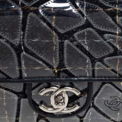 Chanel Black PVC, Wool and Leather Scale East West CC Flap Bag