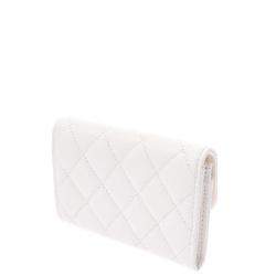 Pre Owned Chanel White Caviar Leather CC Wallet