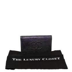Chanel Metallic Purple Leather CC Bifold Wallet