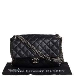 مملوكة مسبقًا Chanel Black Quilted Leather Jumbo Chain Around Flap Bag