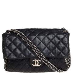 مملوكة مسبقًا Chanel Black Quilted Leather Jumbo Chain Around Flap Bag