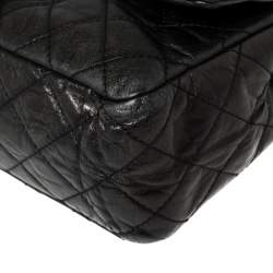 Pre Owned Chanel Metallic Black Quilted Leather Reissue 2.55 Classic 227 Classic Flap Bag