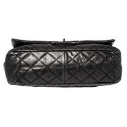 Pre Owned Chanel Metallic Black Quilted Leather Reissue 2.55 Classic 227 Classic Flap Bag