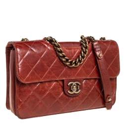 مملوكة مسبقًا Chanel Brown Aged Leather Large Perfect Edge Flap Bag