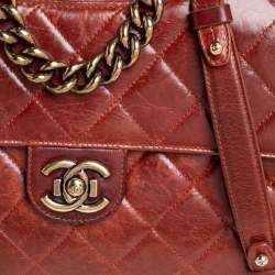 مملوكة مسبقًا Chanel Brown Aged Leather Large Perfect Edge Flap Bag