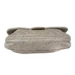 مملوكة مسبقًا Chanel Grey Quilted Jersey Jumbo Classic Single Flap Bag