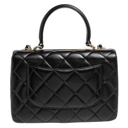 Pre Owned Chanel Black Quilted Leather Small Trendy CC Flap Top Handle Bag