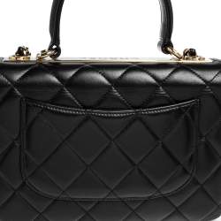 Pre Owned Chanel Black Quilted Leather Small Trendy CC Flap Top Handle Bag