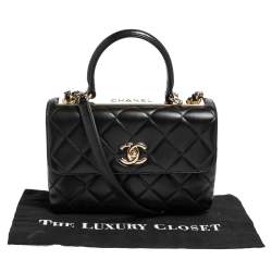 Pre Owned Chanel Black Quilted Leather Small Trendy CC Flap Top Handle Bag