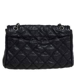 Pre Owned حقيبة شانيل جلد كافيار مبطن أسود بغرزة وسلسلة وقلاب ملتف 