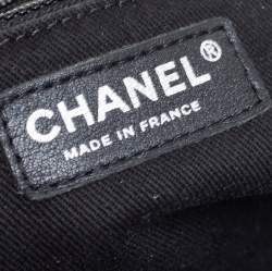 Pre Owned حقيبة شانيل جلد كافيار مبطن أسود بغرزة وسلسلة وقلاب ملتف 