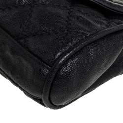 Pre Owned حقيبة شانيل جلد كافيار مبطن أسود بغرزة وسلسلة وقلاب ملتف 