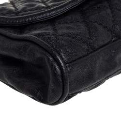 Pre Owned حقيبة شانيل جلد كافيار مبطن أسود بغرزة وسلسلة وقلاب ملتف 