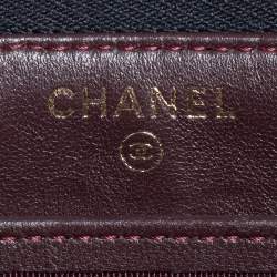 Pre Owned Chanel Black Quilted Leather Flat  Zip Wallet 