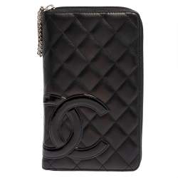 Pre Owned Chanel Black Quilted Leather Cambon Ligne Zippy Organizer Wallet