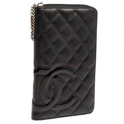 Pre Owned Chanel Black Quilted Leather Cambon Ligne Zippy Organizer Wallet