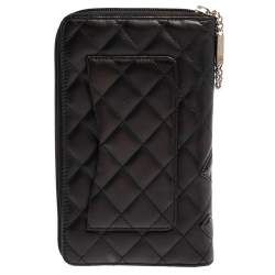 Pre Owned Chanel Black Quilted Leather Cambon Ligne Zippy Organizer Wallet