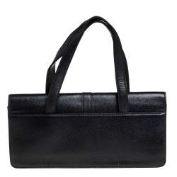 Pre Owned حقيبة ساتشل شانيل جلد أسود بجيبين