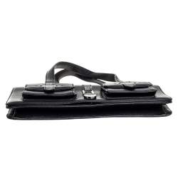 Pre Owned حقيبة ساتشل شانيل جلد أسود بجيبين