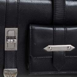 Pre Owned حقيبة ساتشل شانيل جلد أسود بجيبين