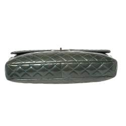 Pre Owned Chanel Teal Blue Quilted Patent Leather XL Maxi Reissue Flap Bag