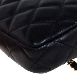 Chanel Black Quilted Leather WOC Double Zip Wallet on Chain