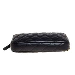 Chanel Black Quilted Leather WOC Double Zip Wallet on Chain