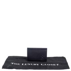 Chanel Navy Blue Leather CC Camellia Embossed Card Holder