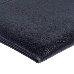 Chanel Navy Blue Leather CC Camellia Embossed Card Holder