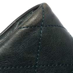 Pre Owned Chanel Teal Green Quilted Lambskin Leather CC French Wallet
