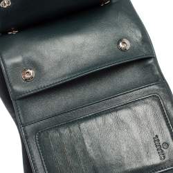 Pre Owned Chanel Teal Green Quilted Lambskin Leather CC French Wallet