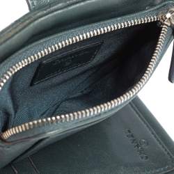 Pre Owned Chanel Teal Green Quilted Lambskin Leather CC French Wallet