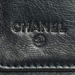 Pre Owned Chanel Teal Green Quilted Lambskin Leather CC French Wallet
