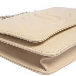 مملوكة مسبقًا Chanel Beige Caviar Leather CC Timeless Wallet On Chain