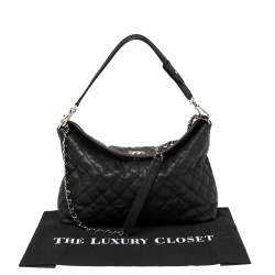 Pre Owned Chanel Black Quilted Caviar Leather French Riviera Bag