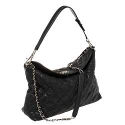 Pre Owned Chanel Black Quilted Caviar Leather French Riviera Bag